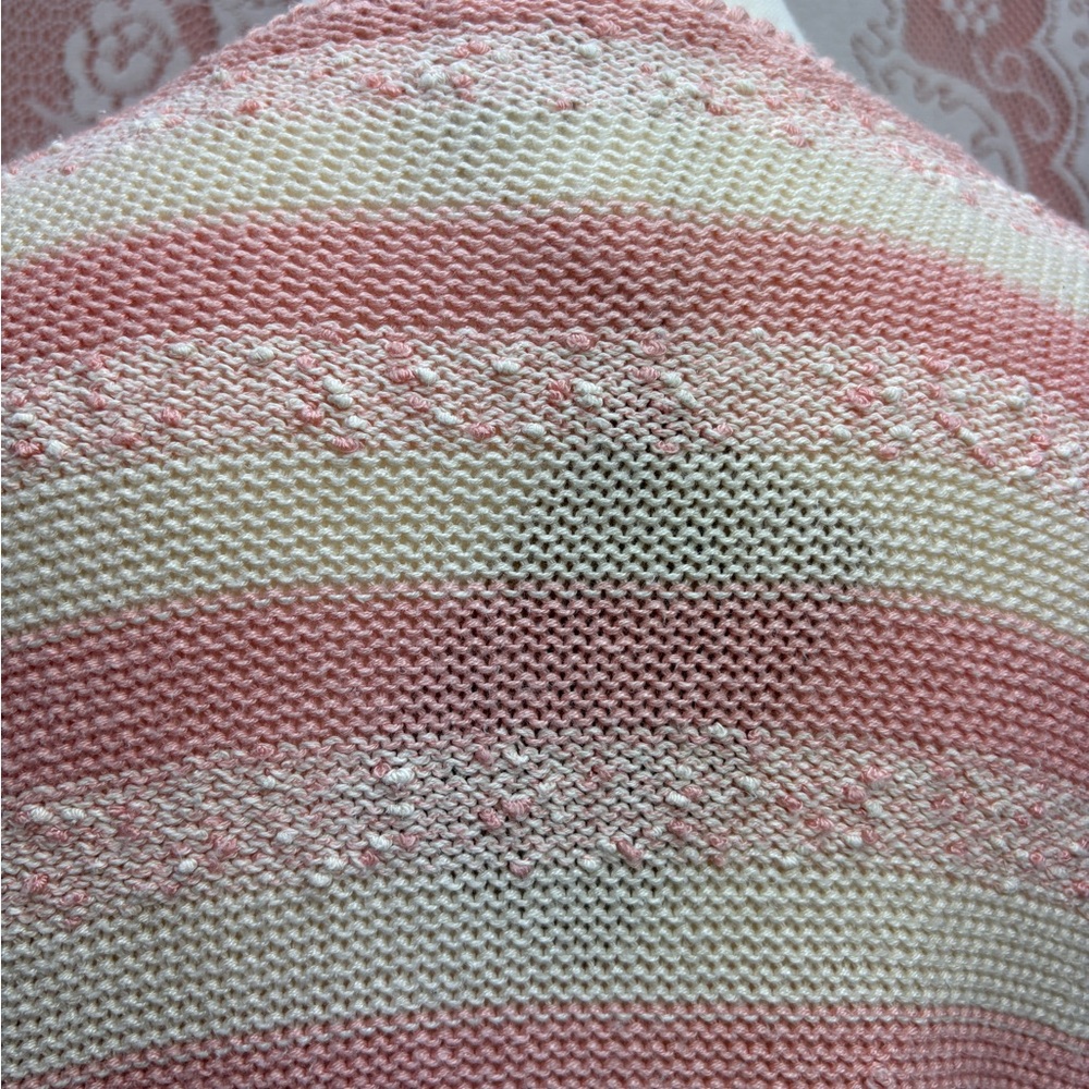 Vintage Mister Leonard Pink & Cream Stripe Knit Top Sz M - Picture 7 of 11